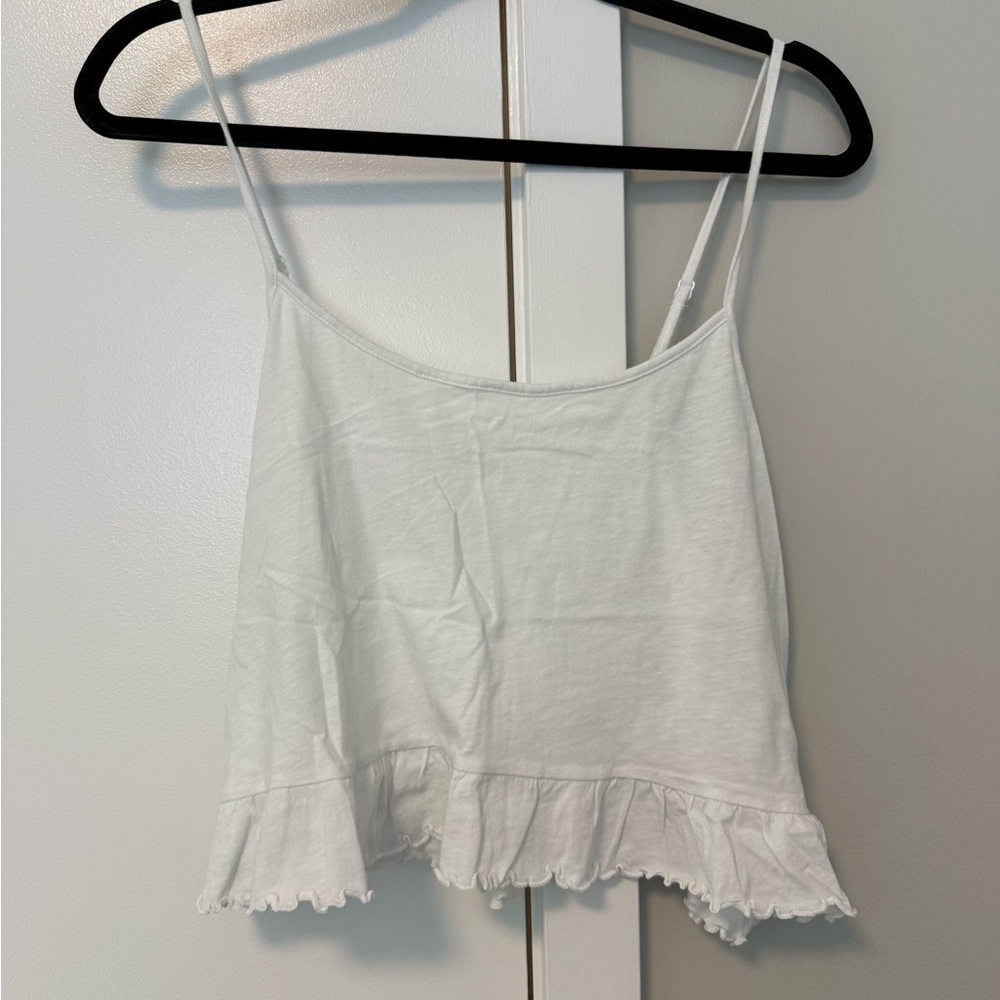 AE White Ruffle Hem Camisole